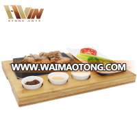 Restaurant Natural Reusable Wood Plate Wholesale , Steak Grill Lava Stone, Steak Plate