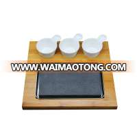 Natural steak cooking lava stone manufacture,steak grill lava stone for cooking with white ceramic dish